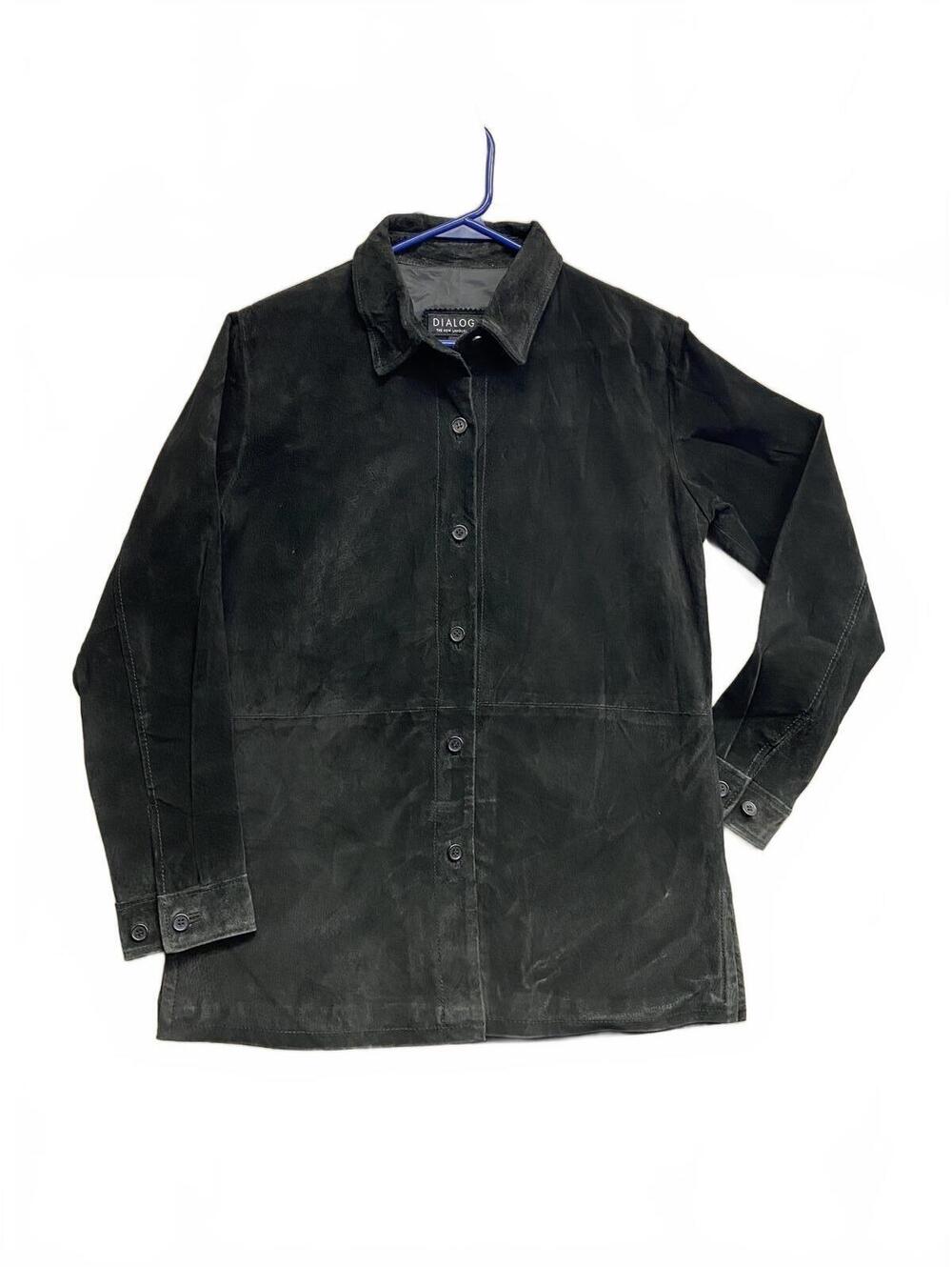Vintage Dialogue Black Leather Shirt Jacket Women's Medium